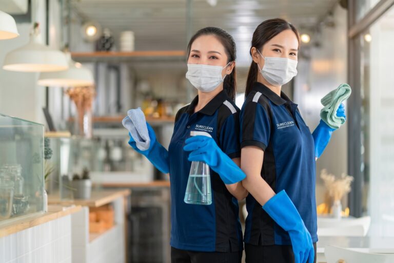 Two female SureClean professionals post renovation cleaning, post renovation cleaning services singapore, cleaning services after renovation singapore, post reno cleaning