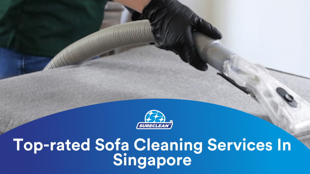 The Sureclean logo with the text that reads "Top-rated Sofa Cleaning Services in Singapore."